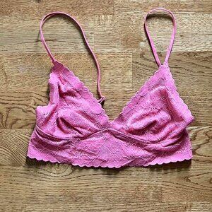 Urban Outfitters Out from under bralette Pink Lace Triangle Bra lounge longline